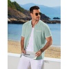 COOFANDY Men’s Knit Button Down Shirt 2025 Vintage Short Sleeve Polo Shirt Casual Beach Tops(Ice Green)