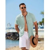 COOFANDY Men’s Knit Button Down Shirt 2025 Vintage Short Sleeve Polo Shirt Casual Beach Tops(Ice Green)