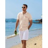 COOFANDY Men’s Knit Button Down Shirt 2025 Vintage Short Sleeve Polo Shirt Casual Beach Tops(Light Brown)
