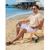 COOFANDY Men’s Knit Button Down Shirt 2025 Vintage Short Sleeve Polo Shirt Casual Beach Tops(Light Brown)