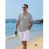 COOFANDY Men’s Knit Button Down Shirt 2025 Vintage Short Sleeve Polo Shirt Casual Beach Tops(Light Gray)
