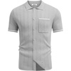 COOFANDY Men’s Knit Button Down Shirt 2025 Vintage Short Sleeve Polo Shirt Casual Beach Tops(Light Gray)