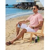 COOFANDY Men’s Knit Button Down Shirt 2025 Vintage Short Sleeve Polo Shirt Casual Beach Tops(Light Pink)