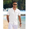 COOFANDY Men’s Knit Button Down Shirt 2025 Vintage Short Sleeve Polo Shirt Casual Beach Tops(White)