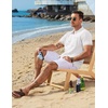 COOFANDY Men’s Knit Button Down Shirt 2025 Vintage Short Sleeve Polo Shirt Casual Beach Tops(White)