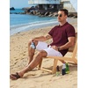 COOFANDY Men’s Knit Button Down Shirt 2025 Vintage Short Sleeve Polo Shirt Casual Beach Tops(Wine Red)