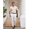 COOFANDY Mens Knit Polo Shirt Short Sleeve Vintage Textured Casual Golf Shirts Summer Beach Top(Beige)