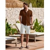 COOFANDY Men’s Knit Shirt Short Sleeve Button Down Shirts Vintage Casual Summer Beach Shirts(Caramel)