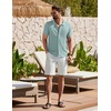 COOFANDY Men’s Knit Shirt Short Sleeve Button Down Shirts Vintage Casual Summer Beach Shirts(Ice Green)