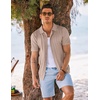 COOFANDY Men’s Knit Shirt Short Sleeve Button Down Shirts Vintage Casual Summer Beach Shirts(Khaki)