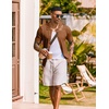 COOFANDY Men’s Knit Shirt Short Sleeve Button Down Shirts Vintage Casual Summer Beach Shirts(Light Brown)