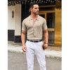 COOFANDY Men’s Knit Shirt Short Sleeve Button Down Shirts Vintage Casual Summer Beach Shirts(Light Coffee)