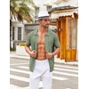 COOFANDY Men’s Knit Shirt Short Sleeve Button Down Shirts Vintage Casual Summer Beach Shirts(Light Green)