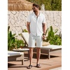 COOFANDY Men’s Knit Shirt Short Sleeve Button Down Shirts Vintage Casual Summer Beach Shirts(White)
