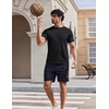 COOFANDY Mens Swim Shirt UPF 50+ Sun Protection Rash Guard Short Sleeve Athletic Quick Dry Beach Fishing T Shirts(Black)
