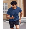 COOFANDY Mens Swim Shirt UPF 50+ Sun Protection Rash Guard Short Sleeve Athletic Quick Dry Beach Fishing T Shirts(Denim Blue)