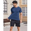 COOFANDY Mens Swim Shirt UPF 50+ Sun Protection Rash Guard Short Sleeve Athletic Quick Dry Beach Fishing T Shirts(Denim Blue)