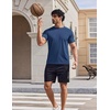 COOFANDY Mens Swim Shirt UPF 50+ Sun Protection Rash Guard Short Sleeve Athletic Quick Dry Beach Fishing T Shirts(Denim Blue)