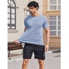 COOFANDY Mens Swim Shirt UPF 50+ Sun Protection Rash Guard Short Sleeve Athletic Quick Dry Beach Fishing T Shirts(Light Blue)
