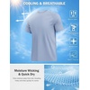 COOFANDY Mens Swim Shirt UPF 50+ Sun Protection Rash Guard Short Sleeve Athletic Quick Dry Beach Fishing T Shirts(Light Blue)