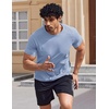 COOFANDY Mens Swim Shirt UPF 50+ Sun Protection Rash Guard Short Sleeve Athletic Quick Dry Beach Fishing T Shirts(Light Blue)