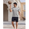 COOFANDY Mens Swim Shirt UPF 50+ Sun Protection Rash Guard Short Sleeve Athletic Quick Dry Beach Fishing T Shirts(Light Gray)