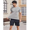 COOFANDY Mens Swim Shirt UPF 50+ Sun Protection Rash Guard Short Sleeve Athletic Quick Dry Beach Fishing T Shirts(Light Gray)