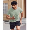 COOFANDY Mens Swim Shirt UPF 50+ Sun Protection Rash Guard Short Sleeve Athletic Quick Dry Beach Fishing T Shirts(Light Green)
