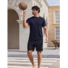 COOFANDY Mens Swim Shirt UPF 50+ Sun Protection Rash Guard Short Sleeve Athletic Quick Dry Beach Fishing T Shirts(Navy Blue)