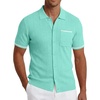 COOFANDY Men’s Knit Button Down Shirt 2025 Vintage Short Sleeve Polo Shirt Casual Beach Tops(Ceramic Green)
