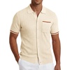 COOFANDY Men’s Knit Button Down Shirt 2025 Vintage Short Sleeve Polo Shirt Casual Beach Tops(Cream)
