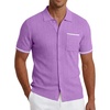 COOFANDY Men’s Knit Button Down Shirt 2025 Vintage Short Sleeve Polo Shirt Casual Beach Tops(Dark Purple)
