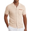 COOFANDY Men’s Knit Button Down Shirt 2025 Vintage Short Sleeve Polo Shirt Casual Beach Tops(Light Brown)