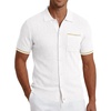 COOFANDY Men’s Knit Button Down Shirt 2025 Vintage Short Sleeve Polo Shirt Casual Beach Tops(White)