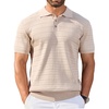 COOFANDY Mens Knit Polo Shirt Short Sleeve Vintage Textured Casual Golf Shirts Summer Beach Top(Beige)