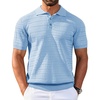 COOFANDY Mens Knit Polo Shirt Short Sleeve Vintage Textured Casual Golf Shirts Summer Beach Top(Light Blue)