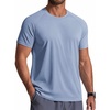 COOFANDY Mens Swim Shirt UPF 50+ Sun Protection Rash Guard Short Sleeve Athletic Quick Dry Beach Fishing T Shirts(Light Blue)