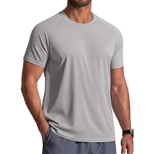COOFANDY Mens Swim Shirt UPF 50+ Sun Protection Rash Guard Short Sleeve Athletic Quick Dry Beach Fishing T Shirts(Light Gray)