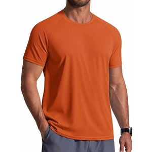 COOFANDY Mens Swim Shirt UPF 50+ Sun Protection Rash Guard Short Sleeve Athletic Quick Dry Beach Fishing T Shirts(Orange)