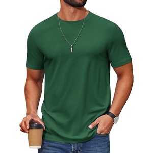 COOFANDY Men’s T Shirt Short Sleeve Cotton Blend T-Shirts Crew Neck Casual Summer Basic Tee Shirts(Green)