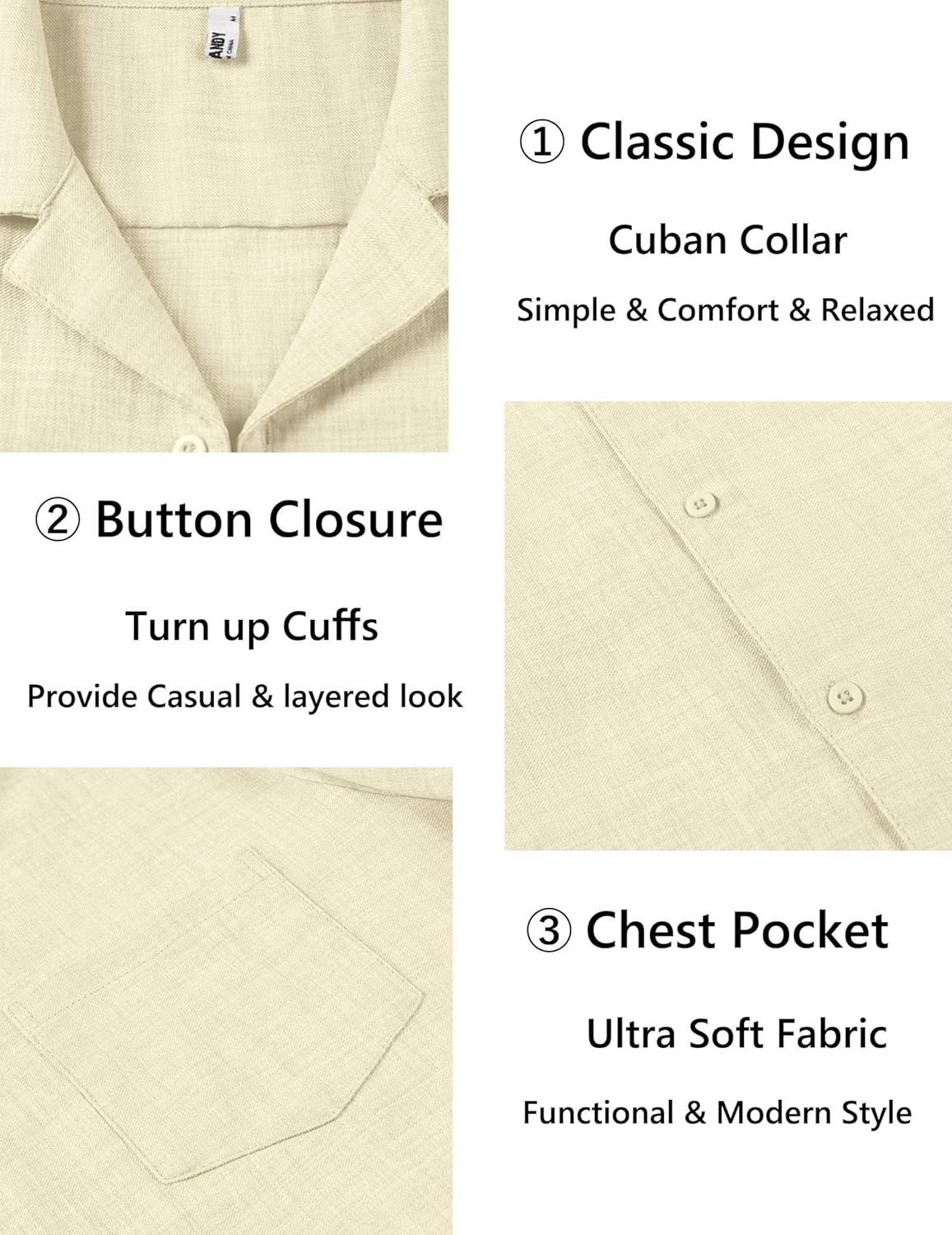 image:imageCOOFANDY Men Short Sleeve Button Down Shirts Summer Linen Textured Shirt Casual Beach Tops with PocketBeige