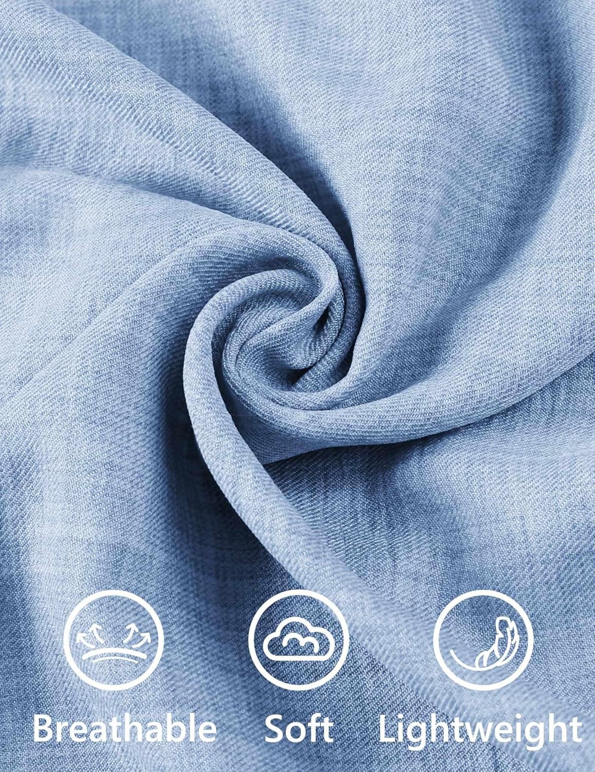 image:imageCOOFANDY Men Short Sleeve Button Down Shirts Summer Linen Textured Shirt Casual Beach Tops with PocketLight Blue