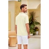 COOFANDY Men Short Sleeve Button Down Shirts Summer Linen Textured Shirt Casual Beach Tops with Pocket(Beige)