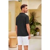 COOFANDY Men Short Sleeve Button Down Shirts Summer Linen Textured Shirt Casual Beach Tops with Pocket(Black)