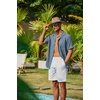 COOFANDY Men Short Sleeve Button Down Shirts Summer Linen Textured Shirt Casual Beach Tops with Pocket(Dark Blue)