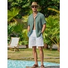 COOFANDY Men Short Sleeve Button Down Shirts Summer Linen Textured Shirt Casual Beach Tops with Pocket(Grey Green)