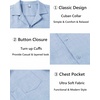 COOFANDY Men Short Sleeve Button Down Shirts Summer Linen Textured Shirt Casual Beach Tops with Pocket(Light Blue)