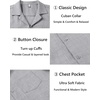 COOFANDY Men Short Sleeve Button Down Shirts Summer Linen Textured Shirt Casual Beach Tops with Pocket(Light Gray)