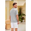 COOFANDY Men Short Sleeve Button Down Shirts Summer Linen Textured Shirt Casual Beach Tops with Pocket(Light Gray)