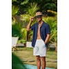 COOFANDY Men Short Sleeve Button Down Shirts Summer Linen Textured Shirt Casual Beach Tops with Pocket(Navy Blue)